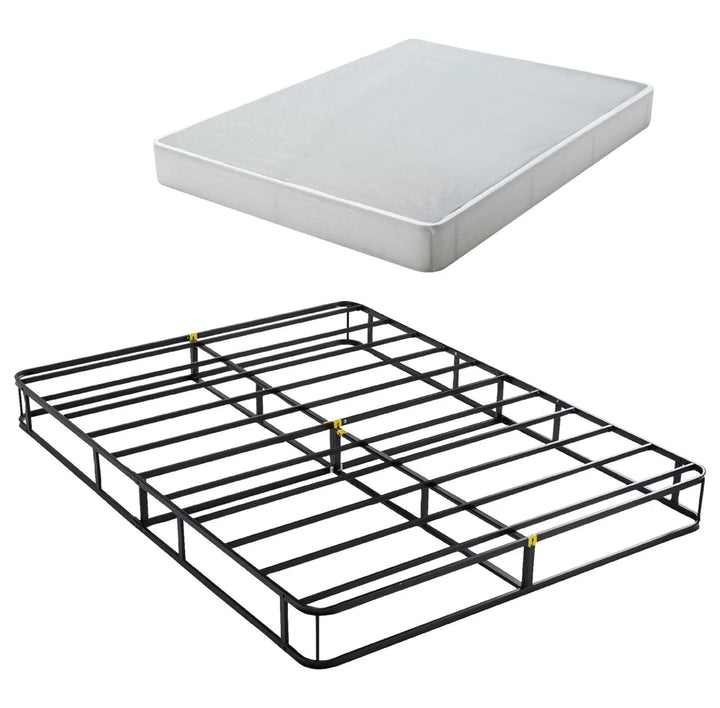 9 Inch Metal Box Spring with Fabric Cover, Sturdy Mattress Foundation, Strong Steel Metal Frame, Easy Assembly,