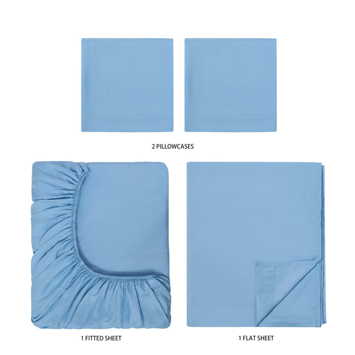 Basics Value Recycled Microfiber Bed Sheet Set, Queen, Blue, 4 Piece