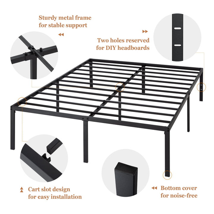 Heavy Duty Full Size Metal Platform Bed Frame with 16.5'' Large under Bed Storage Space