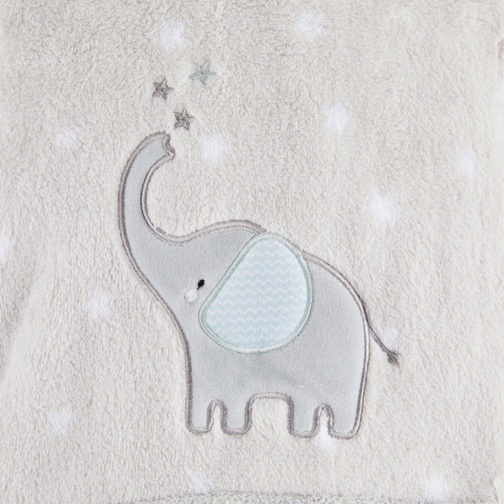 Parents Choice Appliqued Elephant Soft Baby Blanket, Gray and White, Unisex, Infant