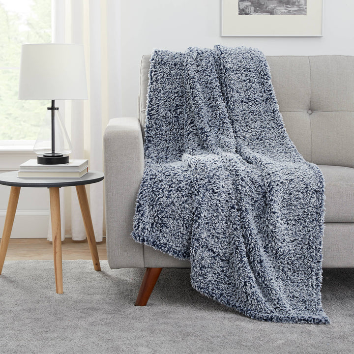 Sherpa Throw Blanket, 50"X60", Blue