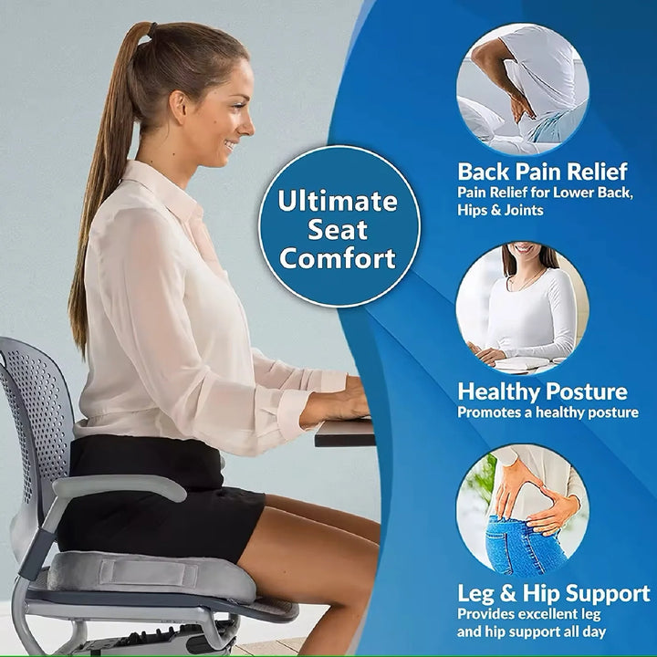 Gel Memory Foam Lower Back Pain Cushion Office Chair Cushion BLACK