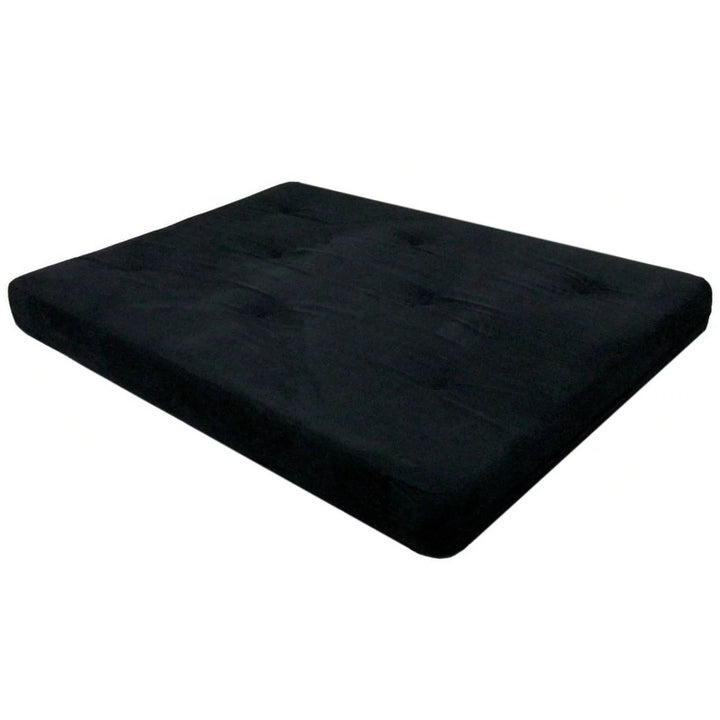 Full Size 6 Inch Futon Mattress with Tufted Cover and Recycled Polyester Fill - Black