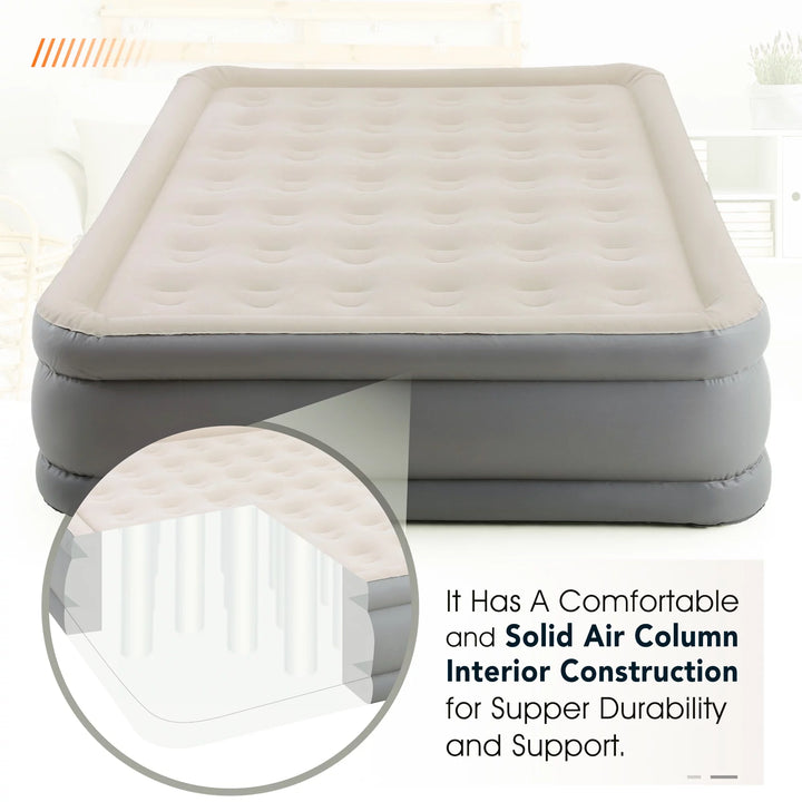 Queen Size Air Mattress with Built-In Pump for Camping & Home