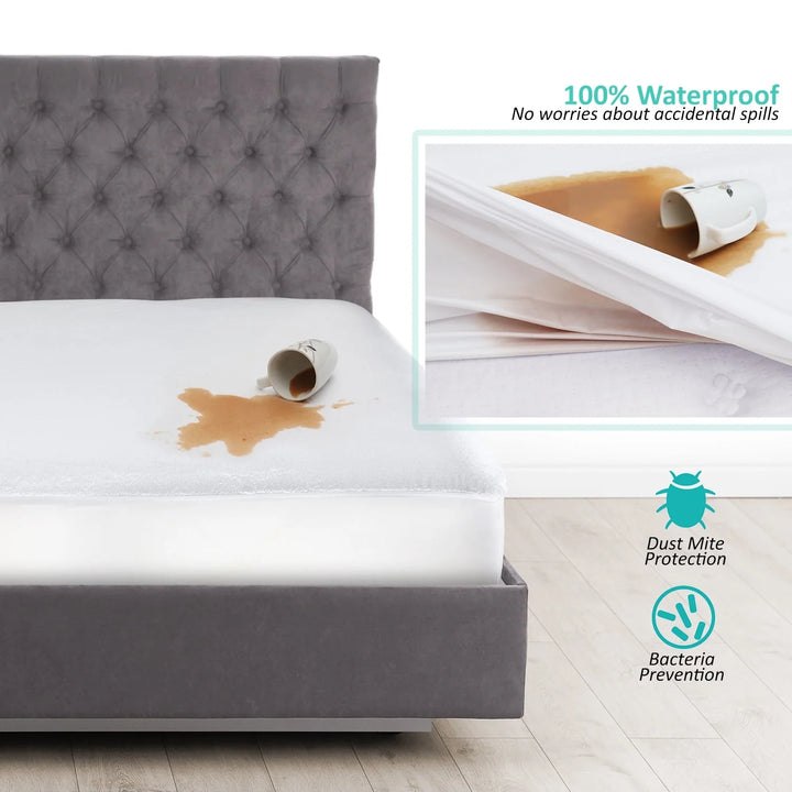 Waterproof King Mattress Protector, Premium Mattress Pad, Mattress Cover Fits Mattresses up to 21 Inches