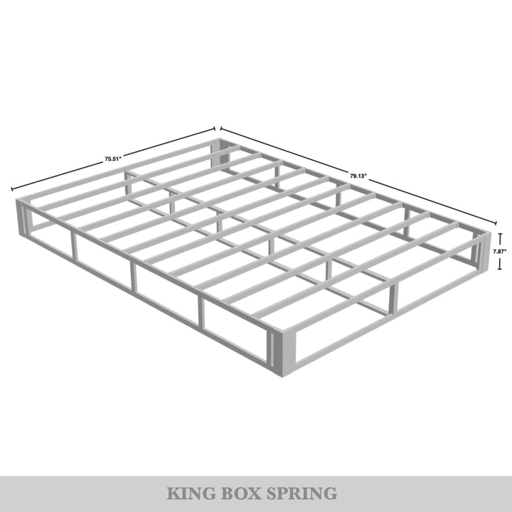 8‘ King Metal Box Spring, Black Linen