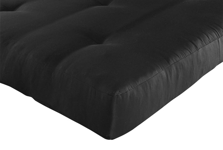 Full Size 6 Inch Futon Mattress with Tufted Cover and Recycled Polyester Fill - Black