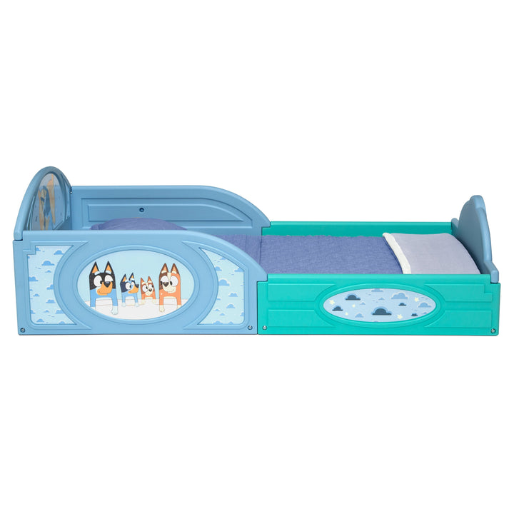 Bluey Sleep and Play Toddler Bed with Built-In Guardrails by