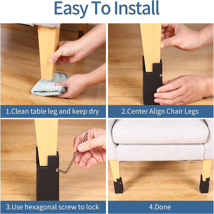 Adjustable Bed Risers Screw Clamp, Fits Furniture Risers Diameter from 0.87" to 1.5" Elevation in Heights 4 Inch Heavy Duty 4Pack