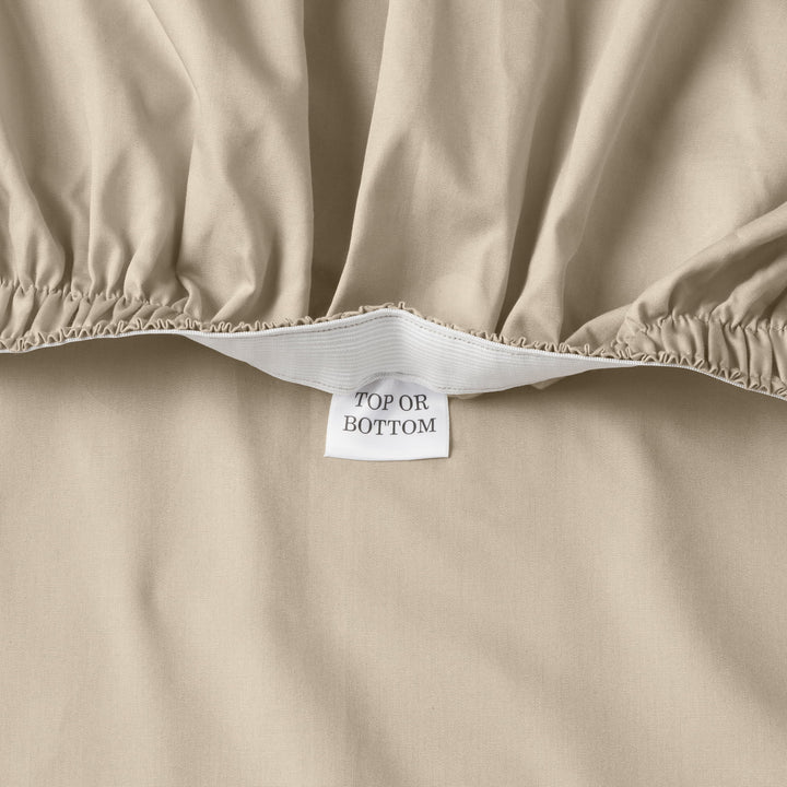 Cool & Crisp 4-Piece 300 Thread Count Almond Biscuit Cotton Percale Sheet Set, Queen