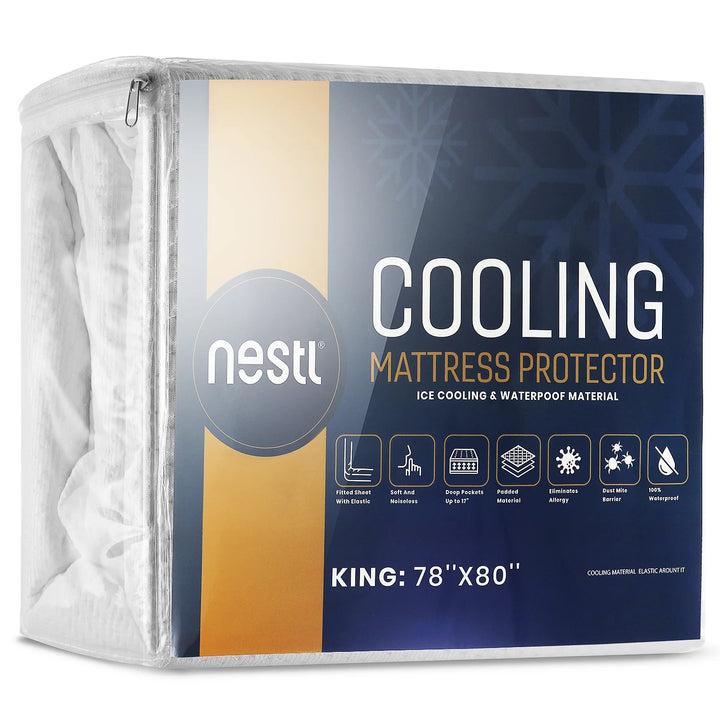 Waterproof Mattress Protector, Premium Cooling Mattress Pad Queen, Mattress Cover Fits Mattresses up to 21 Inches