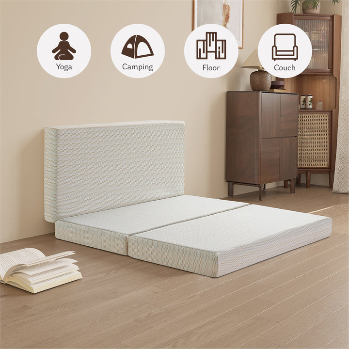 3 Inch Twin Size Tri-Folding Memory Foam Mattress, Portable Guest Bed in a Box