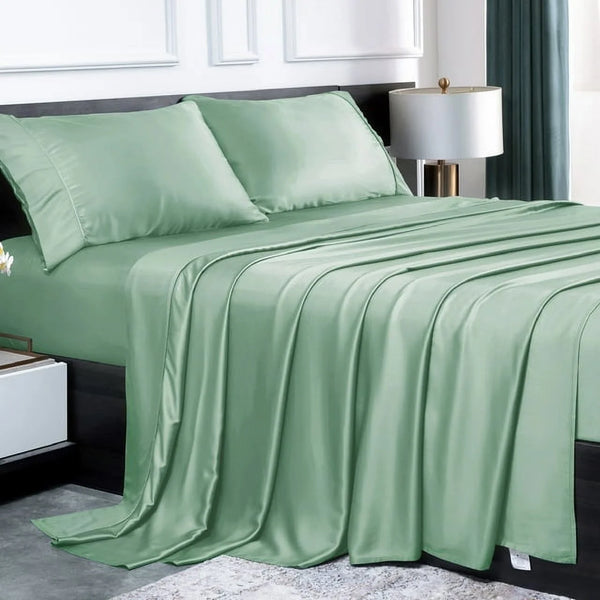 Luxury Bamboo Rayon Sheets Full Size for Adult 4 Pcs,Cool&Soft,16" Deep Pocket, Green