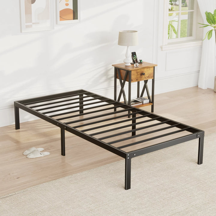 Heavy Duty Metal Twin Bed Frame with under Bed Storage - 14 Inches High, Sturdy Steel Slat Support, No Box Spring Required, Platform Bed Frame