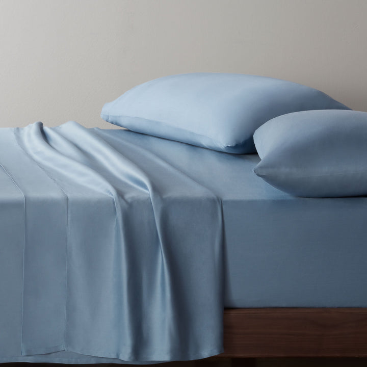 Soft & Silky 4-Piece Blue Illusion Viscose from Bamboo Sateen Bed Sheet Set, Full