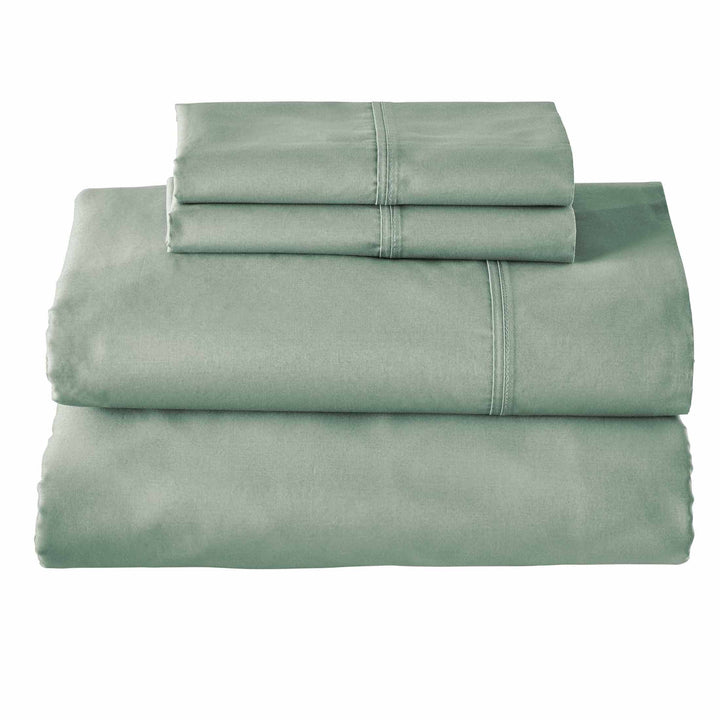 Cool & Crisp 4-Piece 300 Thread Count Green River Cotton Percale Sheet Set, Queen