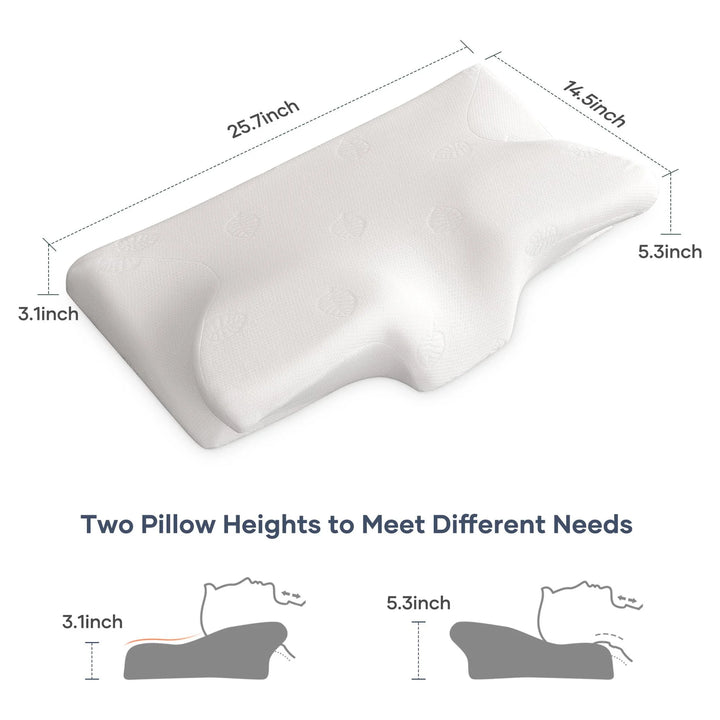 Cervical Memory Foam Pillow, for All Ages Side Back & Stomach Sleepers