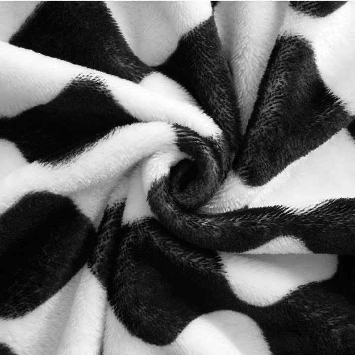 Black and White Check Plush Throw Blanket 50" X 60"