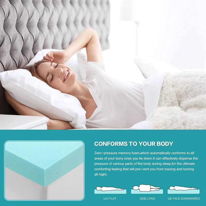 3 Inch Gel Memory Foam Mattress Topper for Pressure Relief, Soft Mattress Topper for Cooling Sleep, Non-Slip Design with Removable & Washable Cover, Certipur-Us Certified - Queen