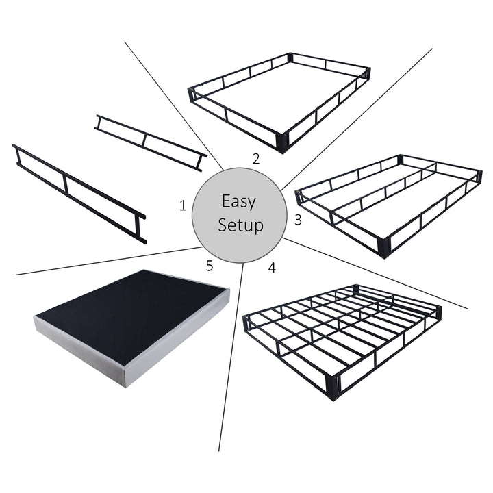 8" Full Metal Box Spring, Black Linen