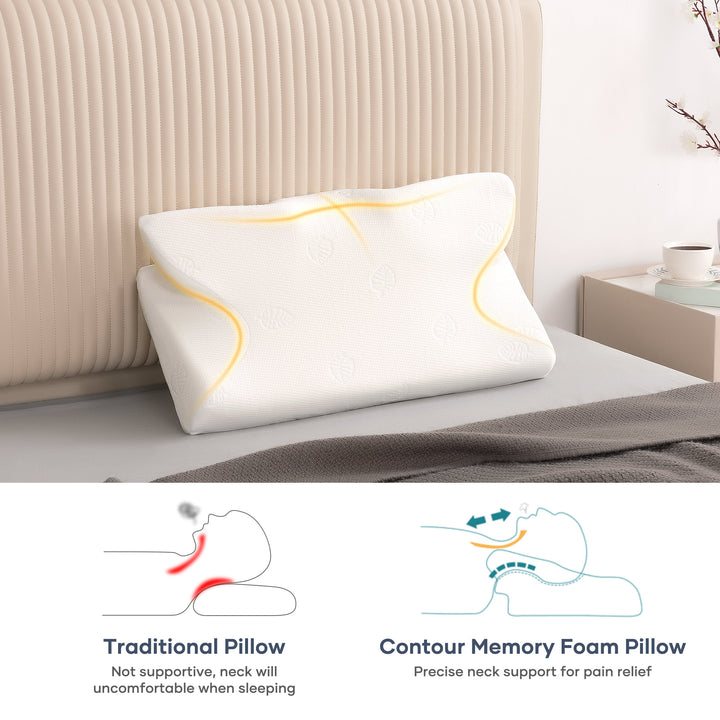 Cervical Memory Foam Pillow, for All Ages Side Back & Stomach Sleepers