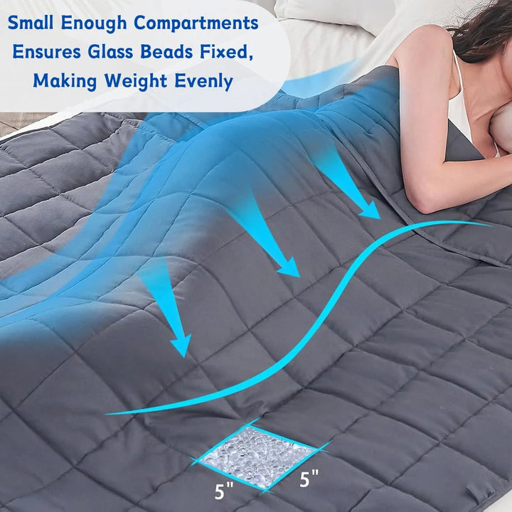 Weighted Blanket Cooling Breathable Heavy Blanket with Glass Beads Small Blanket ,7 Lbs, 40"X60", Twin Size, Grey, Soft Thick Blanket All-Season