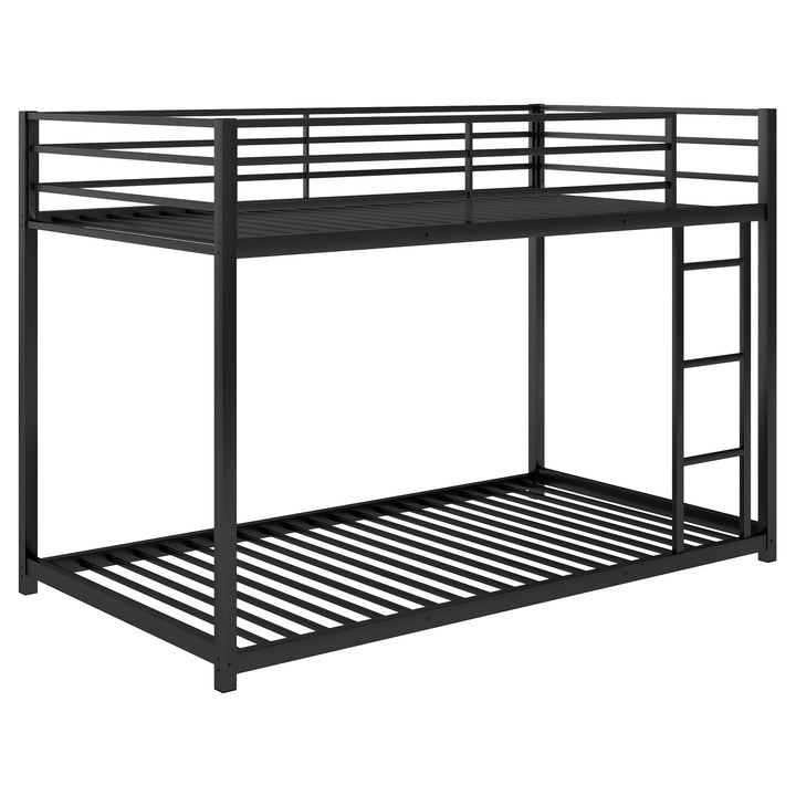 Bunk Bed, Twin over Twin Metal Bunk Bed, Low Bunk Bed Whit Safety Full-Length Guardrail, and Ladder, No Box Spring Needed, Suitable for Girls Boys Toddlers, Bunk Bed Frame Easy Assembly, Black