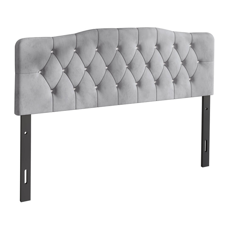 Upholstered Tufted Headboard, Silver Grey Velvet, Full