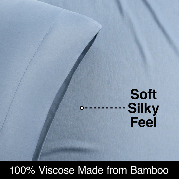 Soft & Silky 4-Piece Blue Illusion Viscose from Bamboo Sateen Bed Sheet Set, Full