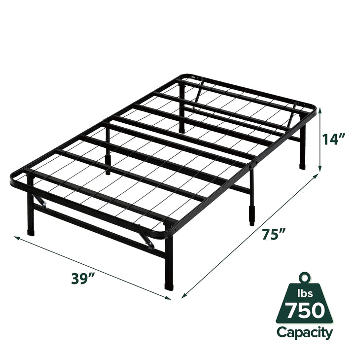 14" Black Metal Smartbase® Tool-Free Assembly Mattress Foundation, Twin