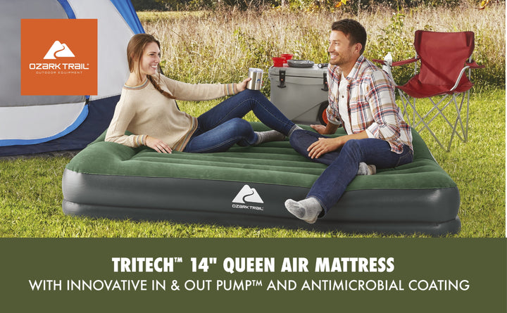 Tritech Airbed Queen 14 Inch with in & Out Pump and Antimicrobial Coating