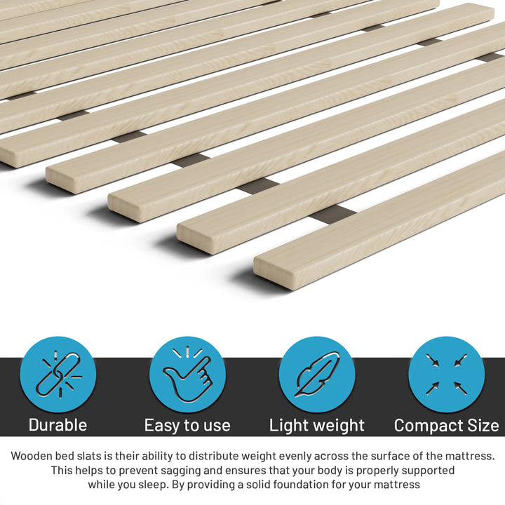 , 1-Inch Extra Heavy Duty Horizontal Wooden Bunkie Board/ Bed Slats, Enhance Mattress Support, California King, Beige