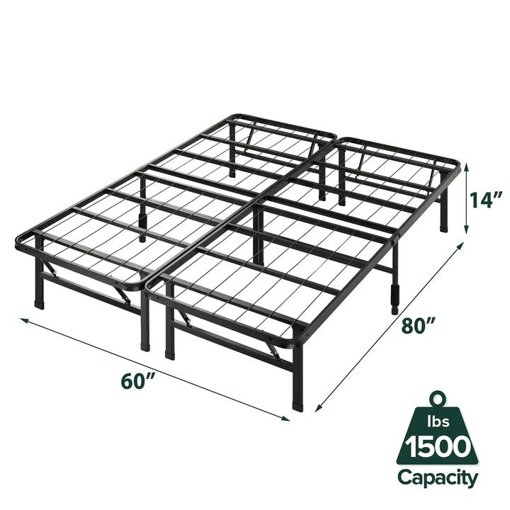 14" Black Metal Smartbase® Tool-Free Assembly Mattress Foundation, Queen