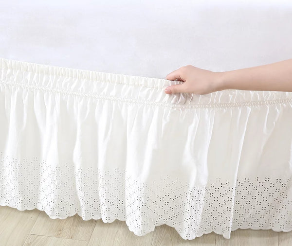 Better Homes and Gardens Ivory Solid Cotton-Poly Bedskirt, Adjustable