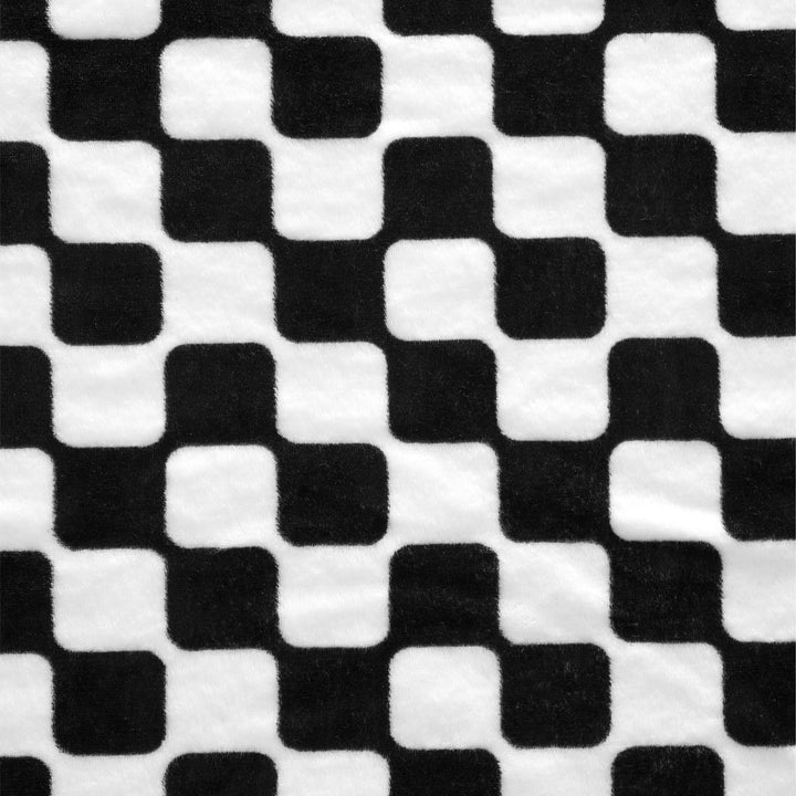 Black and White Check Plush Throw Blanket 50" X 60"