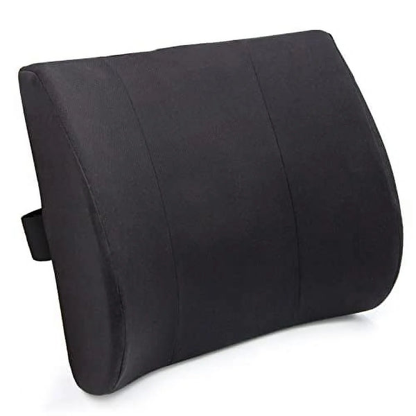 Lumbar Pillow for Chair to Assist with Support with Removable Washable Cover to Ease Lower Back Pain and Discomfort While Improving Posture, 14 X 13 X 5, Contoured Foam, Premium, Black