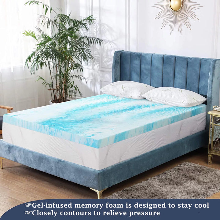 Gel Memory Foam Mattress Topper, Full Size, 2 Inch, for Pressure Relief