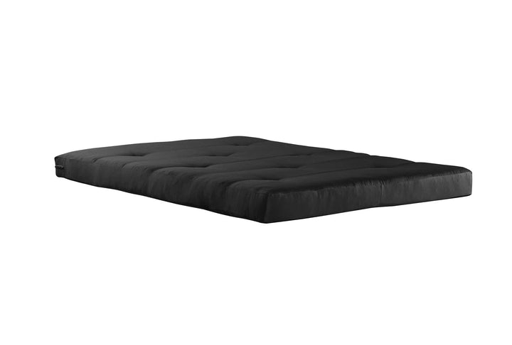 Full Size 6 Inch Futon Mattress with Tufted Cover and Recycled Polyester Fill - Black