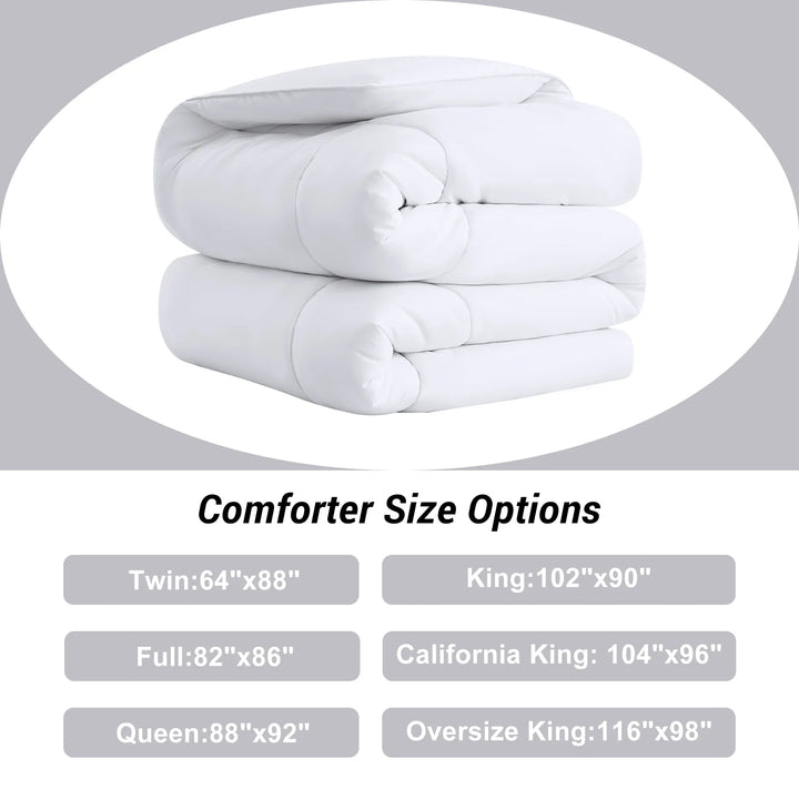 All Season Queen Size Cooling Comforter，Fluffy down Alternative Comforter - Quilted Duvet Insert with Corner Tabs - Luxury Soft Hotel Comforter - Reversible - Breathable - White