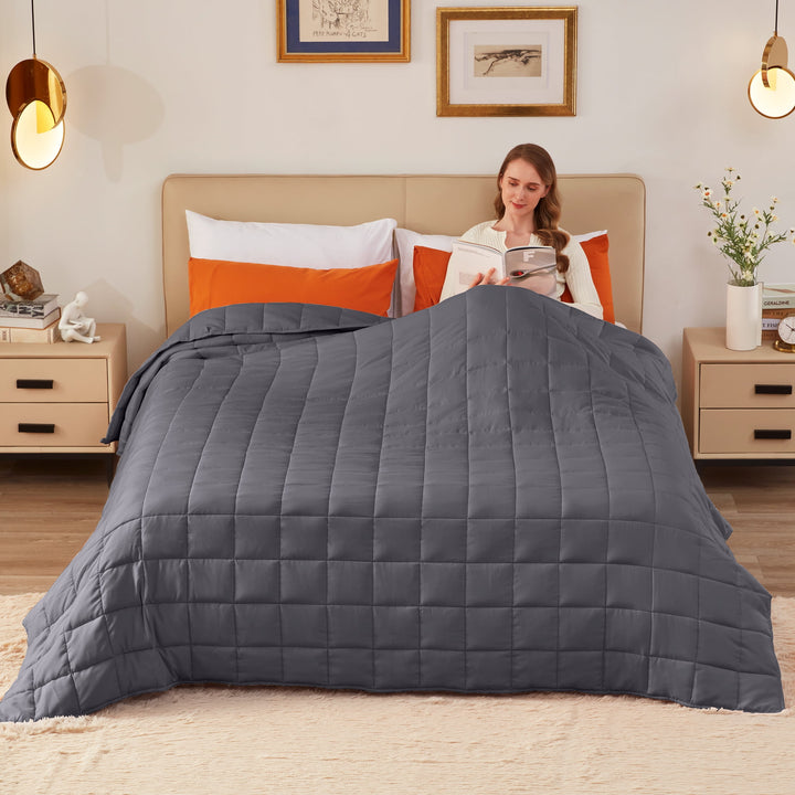 Weighted Blanket for Adult (20Lbs 60"X80" Queen Size Grey) ,Cooling Breathable Heavy Blanket