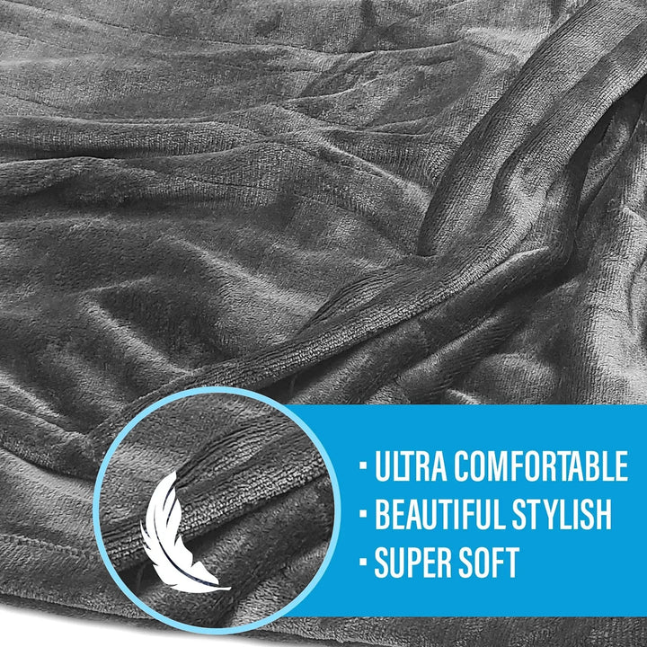 Electric Throw Blanket 50" X 60" , 10 Heating Levels, 8 Hours Auto-Off, Luxuriously Soft, Machine Washable, Gray