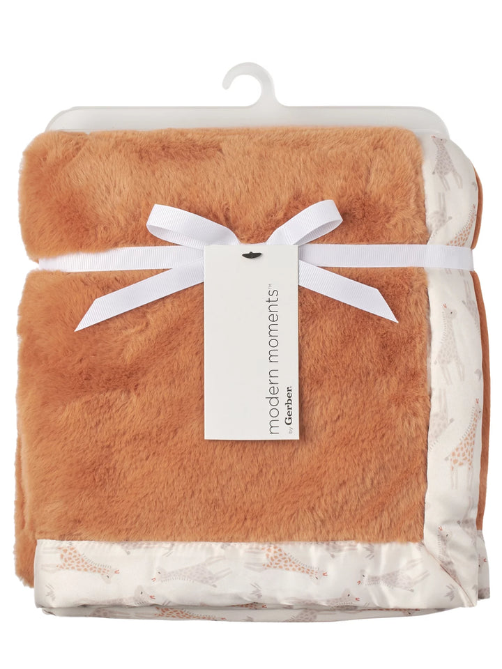 by Gerber Baby & Toddler Boy Plush Blanket with Satin Trim, Terracota