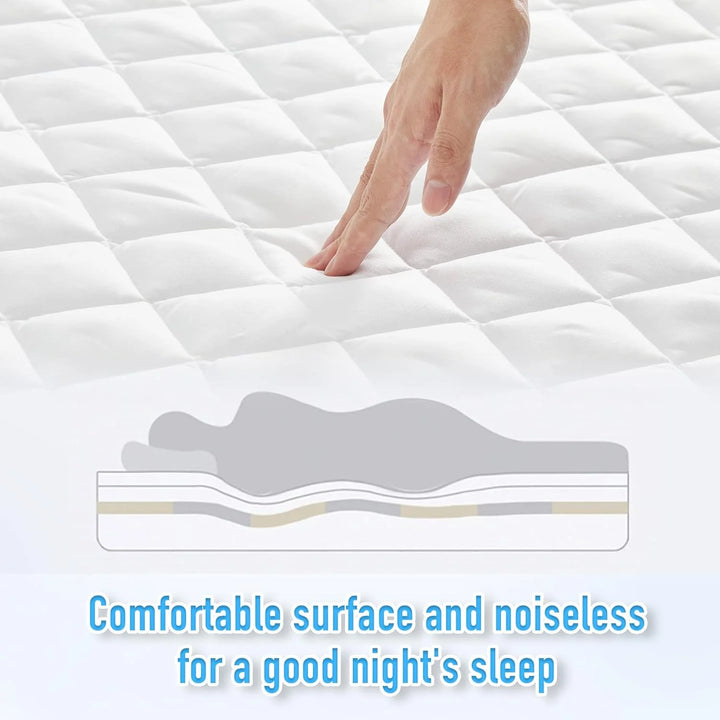 Twin XL Size Waterproof Mattress Pad Protector, Breathable Quilted Mattress Cover Noiseless Waterproof Fitted Sheet Mattress Topper up to 21" Deep Pocket