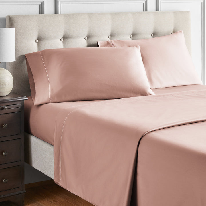 4-Piece 600 Thread Count Rose Egyptian Cotton Bed Sheet Set, King - Deep Pocket