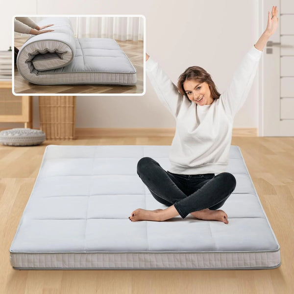 3.5" Thick Futon Mattress Full Size Upgraded Japanese Floor Mattress, Foldable Mattress Topper Thicken Tatami Mat Roll up Mattress, Folding Sleeping Pad