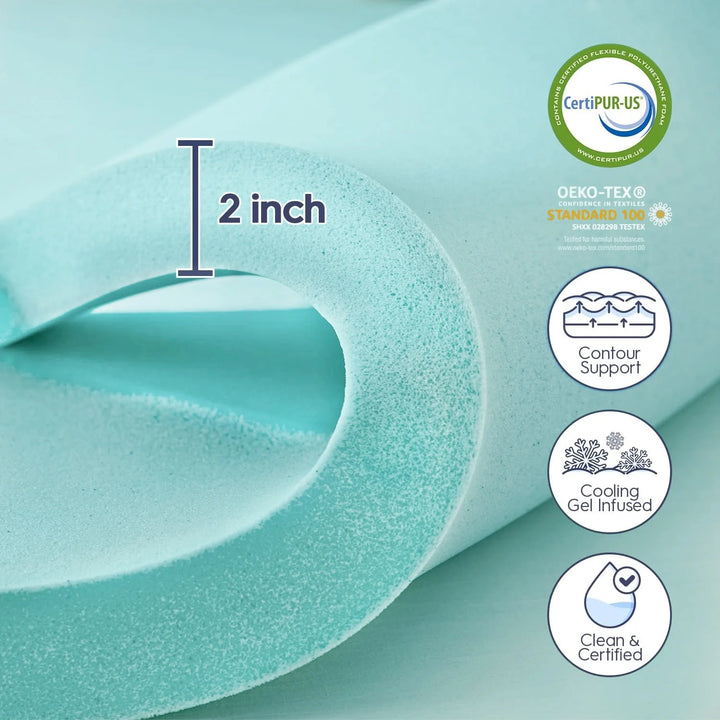 4 Inch Gel Memory Foam Mattress Topper Queen Size, 2 Inch Gel Memory Foam 2 Inch Cooling Mattress Pad Cover 400TC Pillow Top Protector with 8-21" Deep Pocket Soft & Breathable for Back Pain