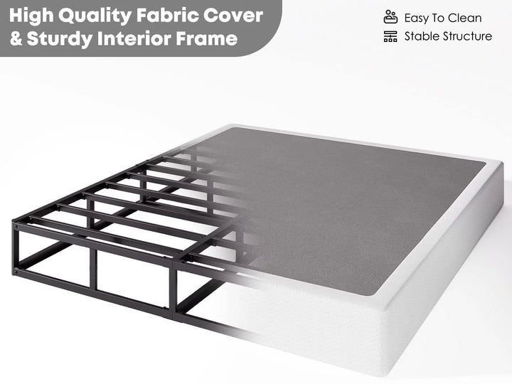 9 Inch King Metal Box Spring, Sturdy Mattress Foundation, Fabric Cover Included, Easy Assembly