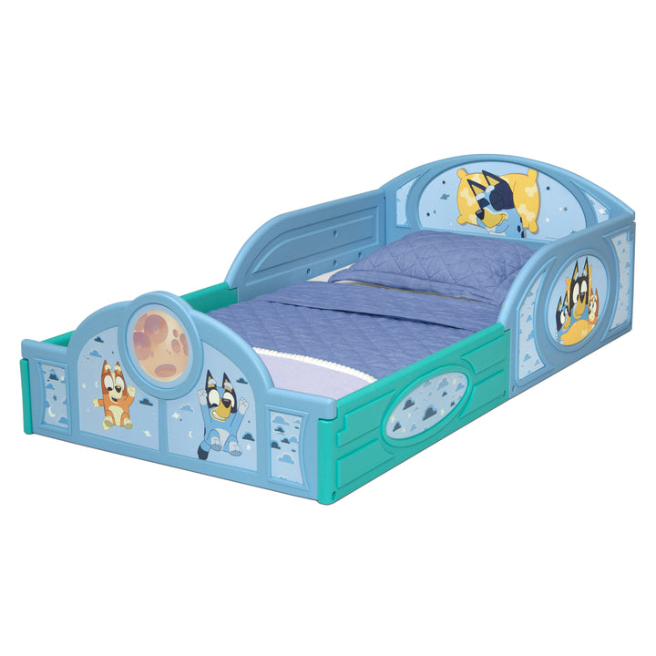 Bluey Sleep and Play Toddler Bed with Built-In Guardrails by