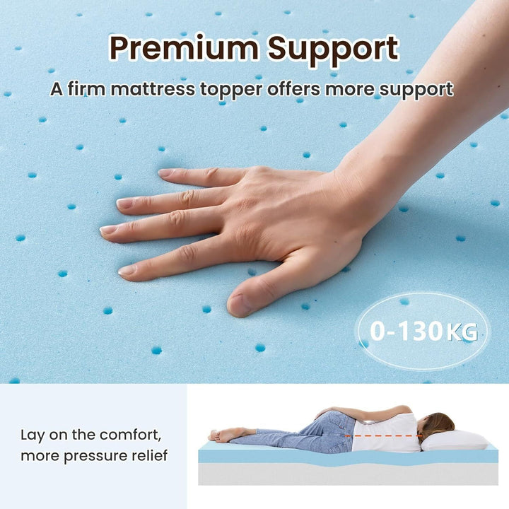 3 Inch Firm Mattress Topper KING, Gel Infused Ventilated Bed Topper for Back Pain Relief - Firm Foam Mattress Topper, Certipur-Us Certified