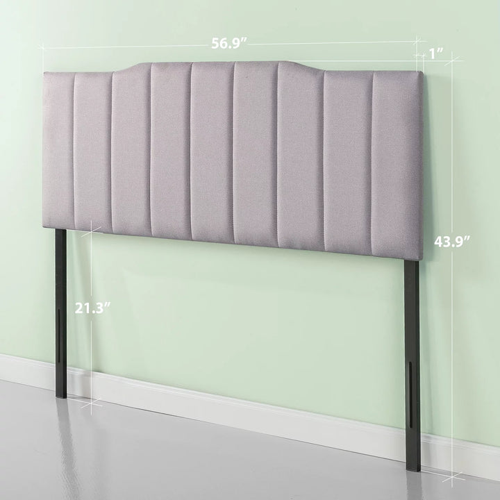 Satish Upholstered Metal Headboard, Light Gray, Full